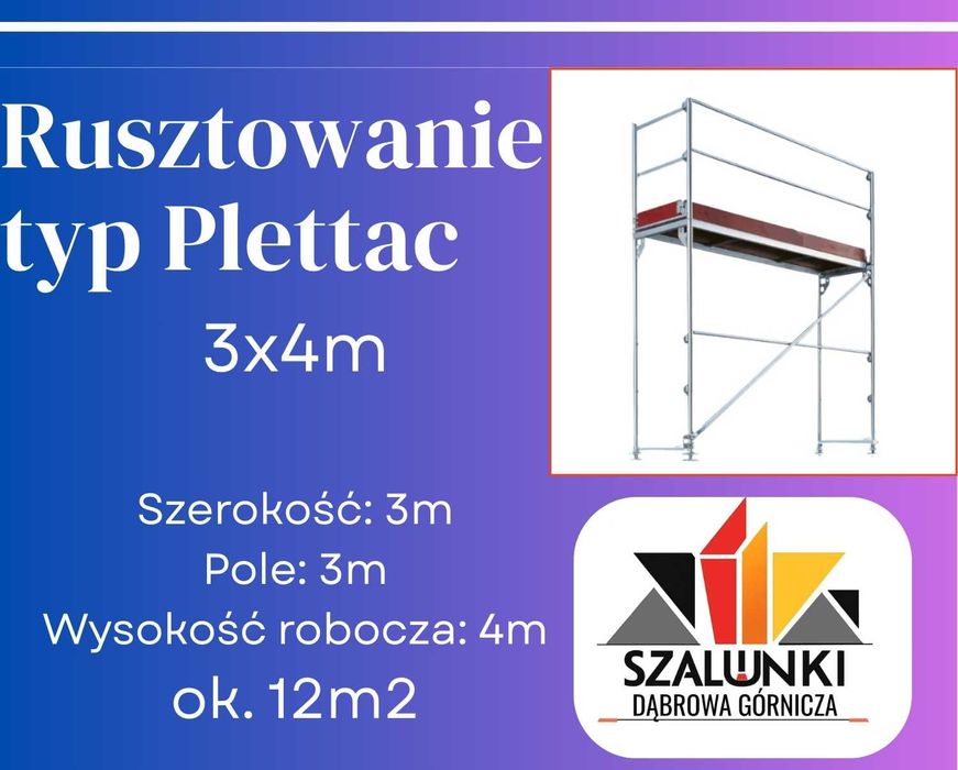 Rusztowanie typ Plettac zestaw 12m2 elewacja podest ocieplenie 3m rama
