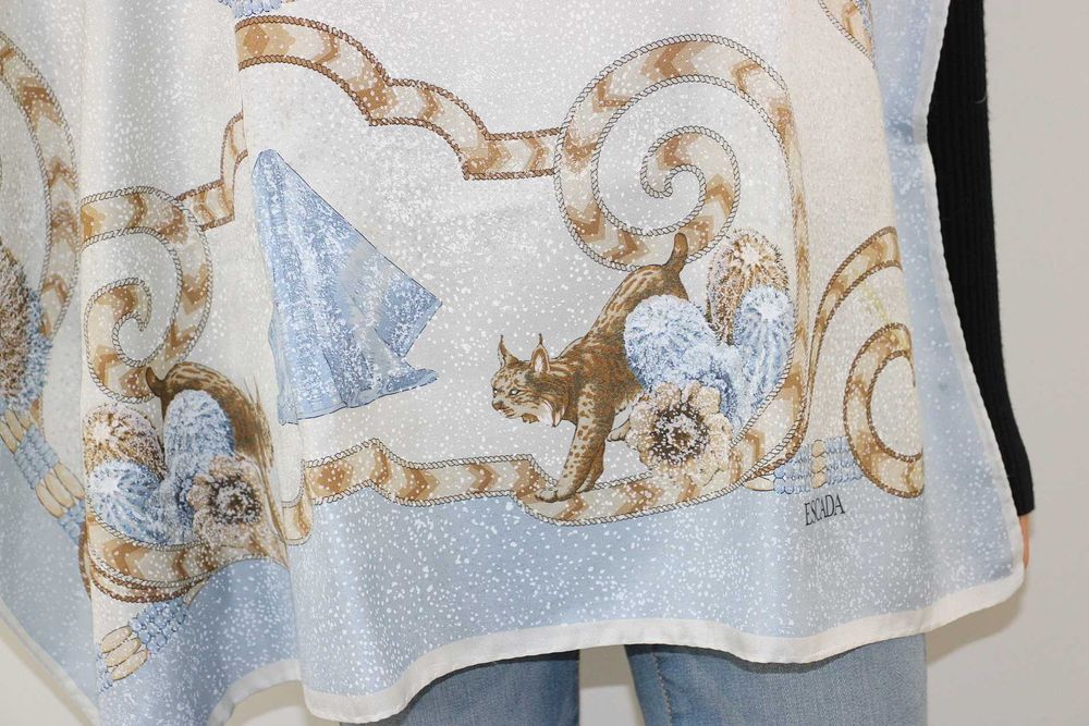 ESCADA Piękna Jedwabna Chusta Apaszka Jedwab 100% 90x92