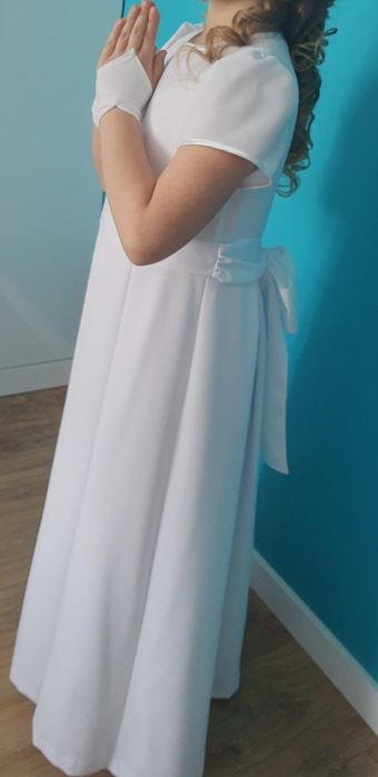 Sukienka alba komunijna plus narzutka i rękawiczki