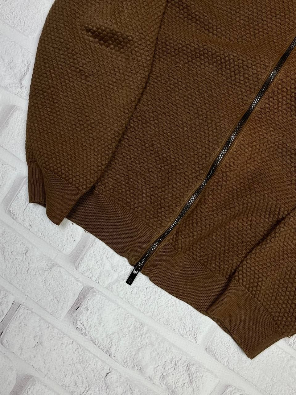 Светр на молнії massimo dutti зіп кофта чоловіча коричнева old money L