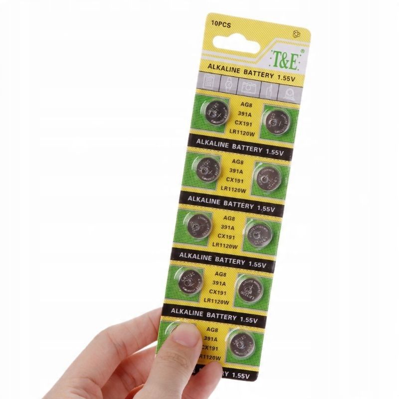 10 X Bateria Alkaiczna 1,5V Ag8 391 Lr1120 Zegarek Kieszonkowa Mini
