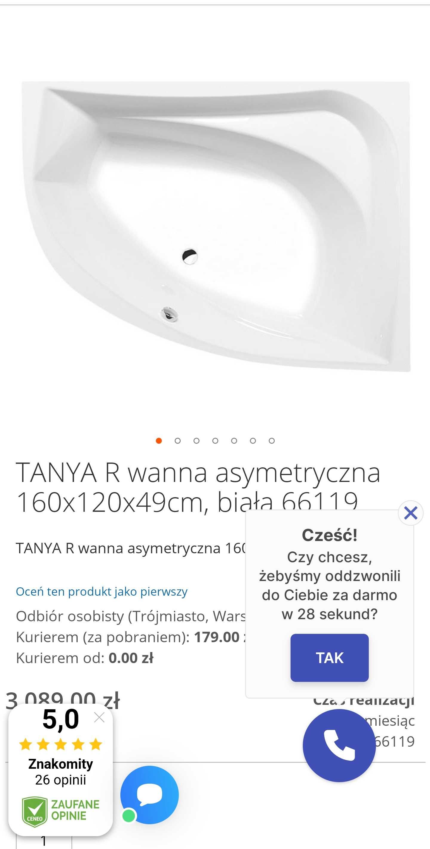 NOWA wanna 160x120 prawa asymetryczna Polysan Tanya
