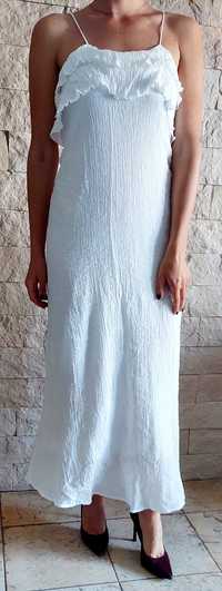 Piękną biała boho suknia ZARA wiskoza r. M