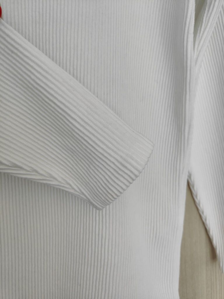 Biały męski sweter z bawełny, prążkowany, biały longsleeve, Zara, r.S