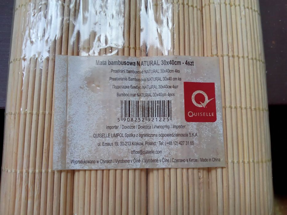Naturalne maty, podkładki bambusowe 30x40 cm komplet 4 szt. Nowe