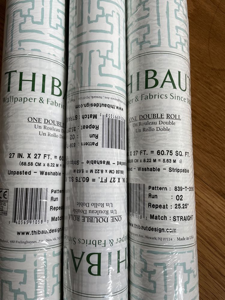 3 Rolos de papel de parede Thibaut