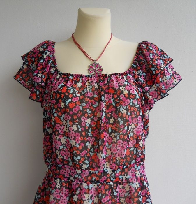Mia Moda Nowa Tunika Zwiewna Kwiecista na Lato Duża r.50