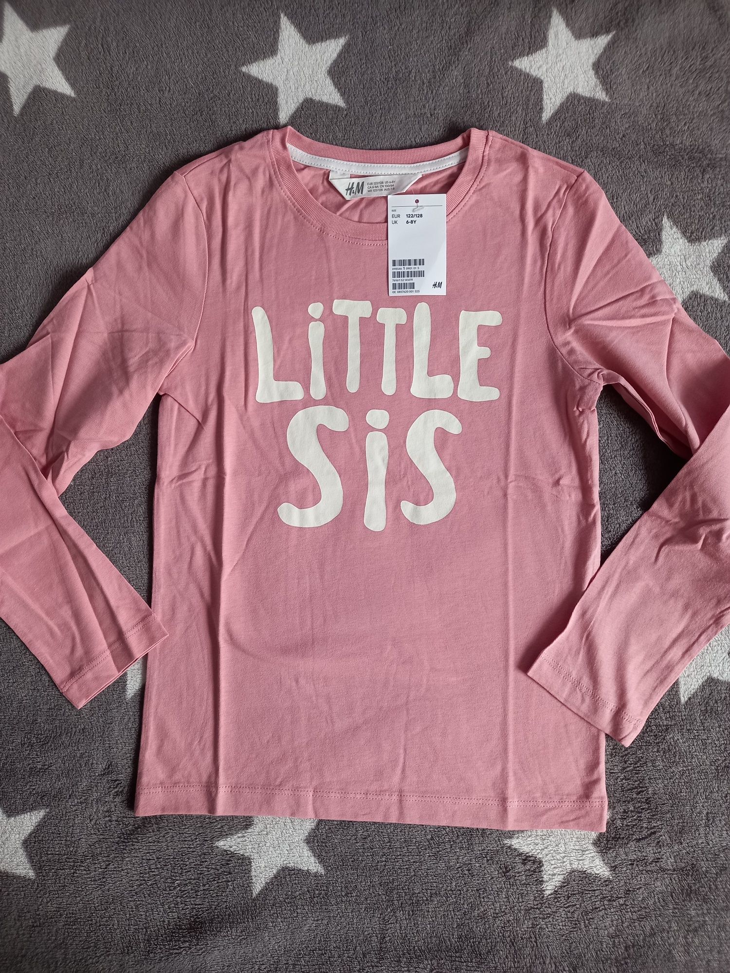 NOWA bluzka koszulka tshirt hm h&m 122 128 Little SIS Sister siostra