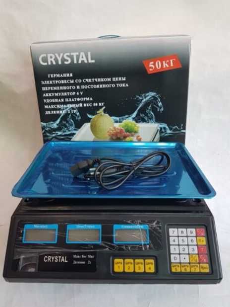 Весы Торговые  электронные с калькулятором Crystal 50 kg 6V Черный