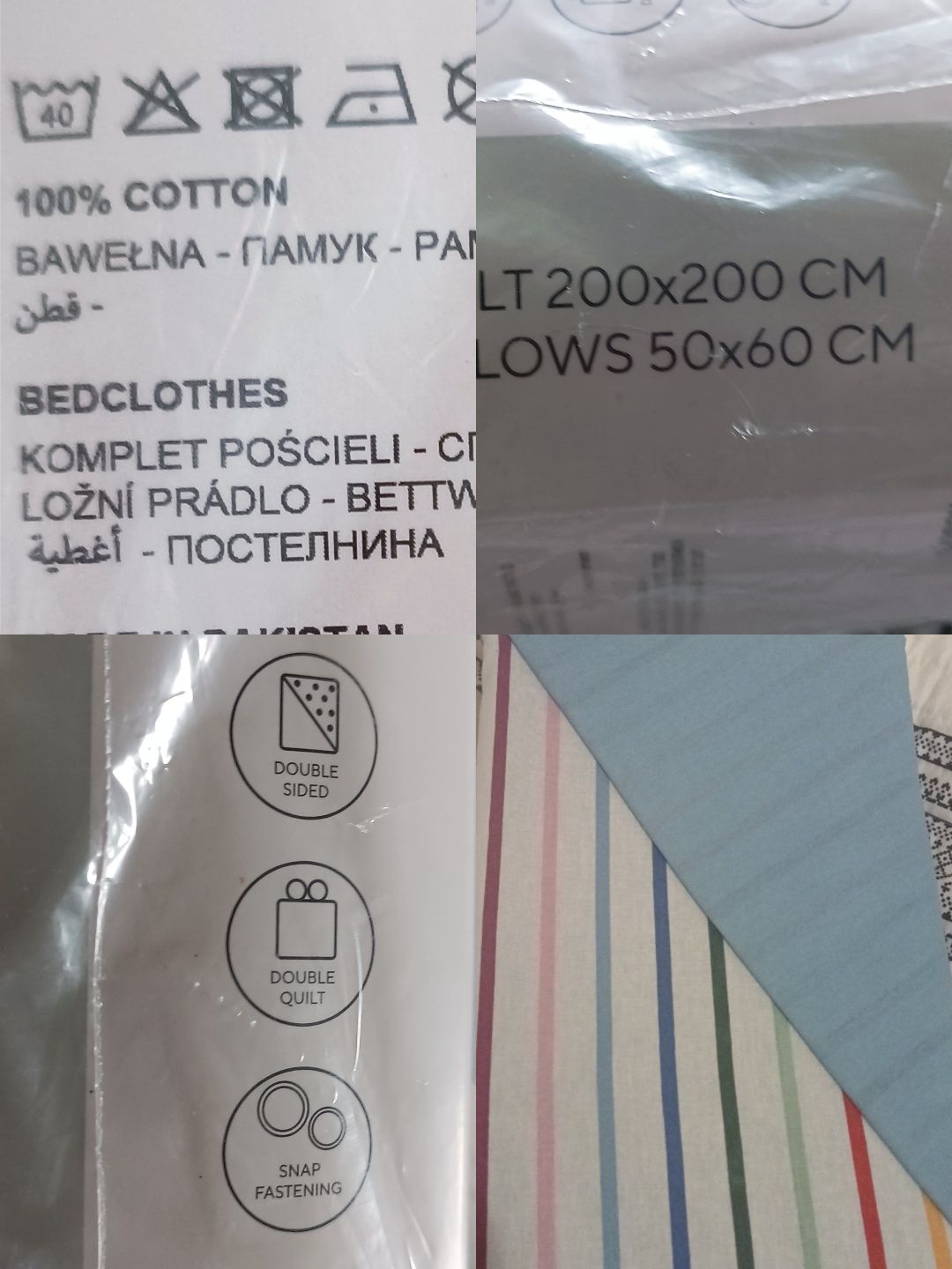 Komplet pościeli dwustronna bawełniana 200x200 + 2x poduszki
