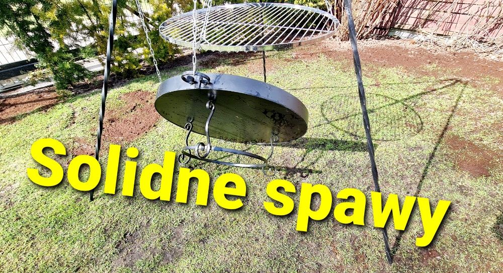 GRILL ogrodowy Trójnóg Ruszt 70 na ognisko palenisko kociołek emalia