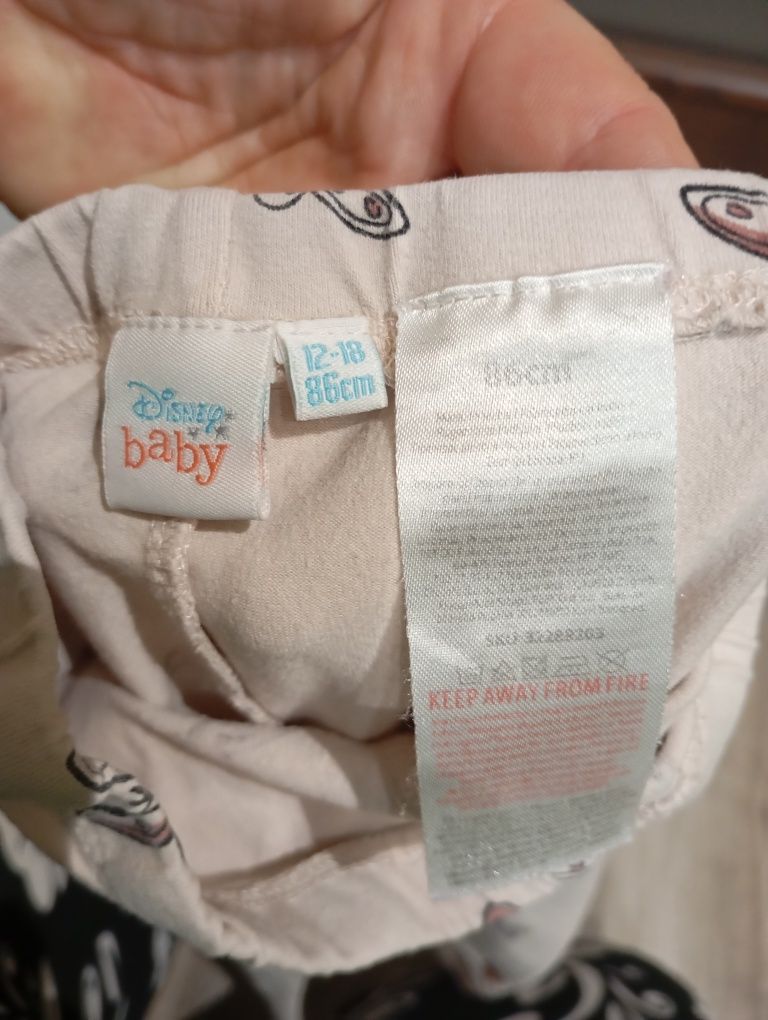 Legginsy getry spodnie elastyczne bawełniane 86 Disney Baby