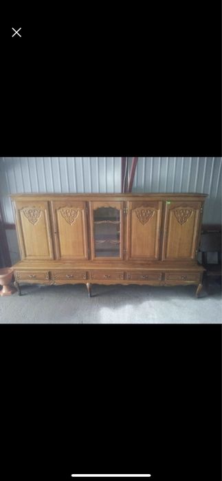 Rzeźbiony kredens w stylu ludwikowskim komoda biblioteczka antyk Kępno