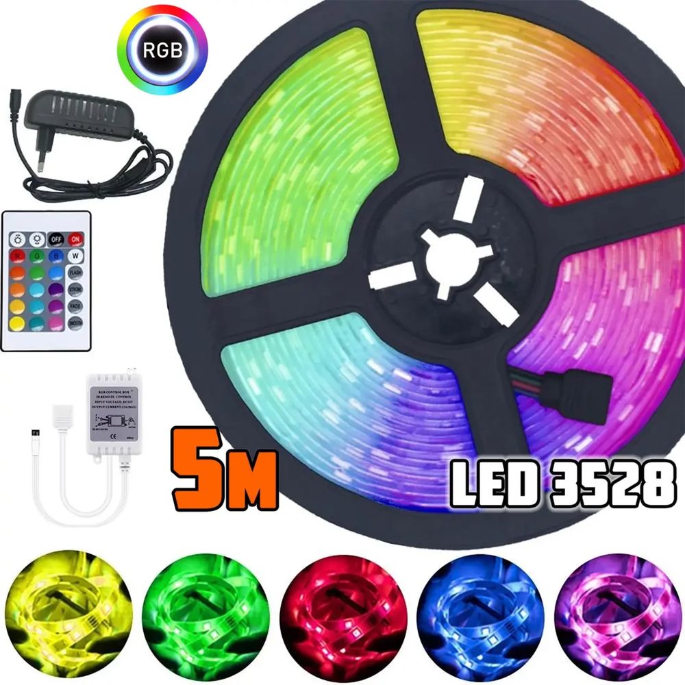 Светодиодная лента многоцветная 3528 RGB 5 м