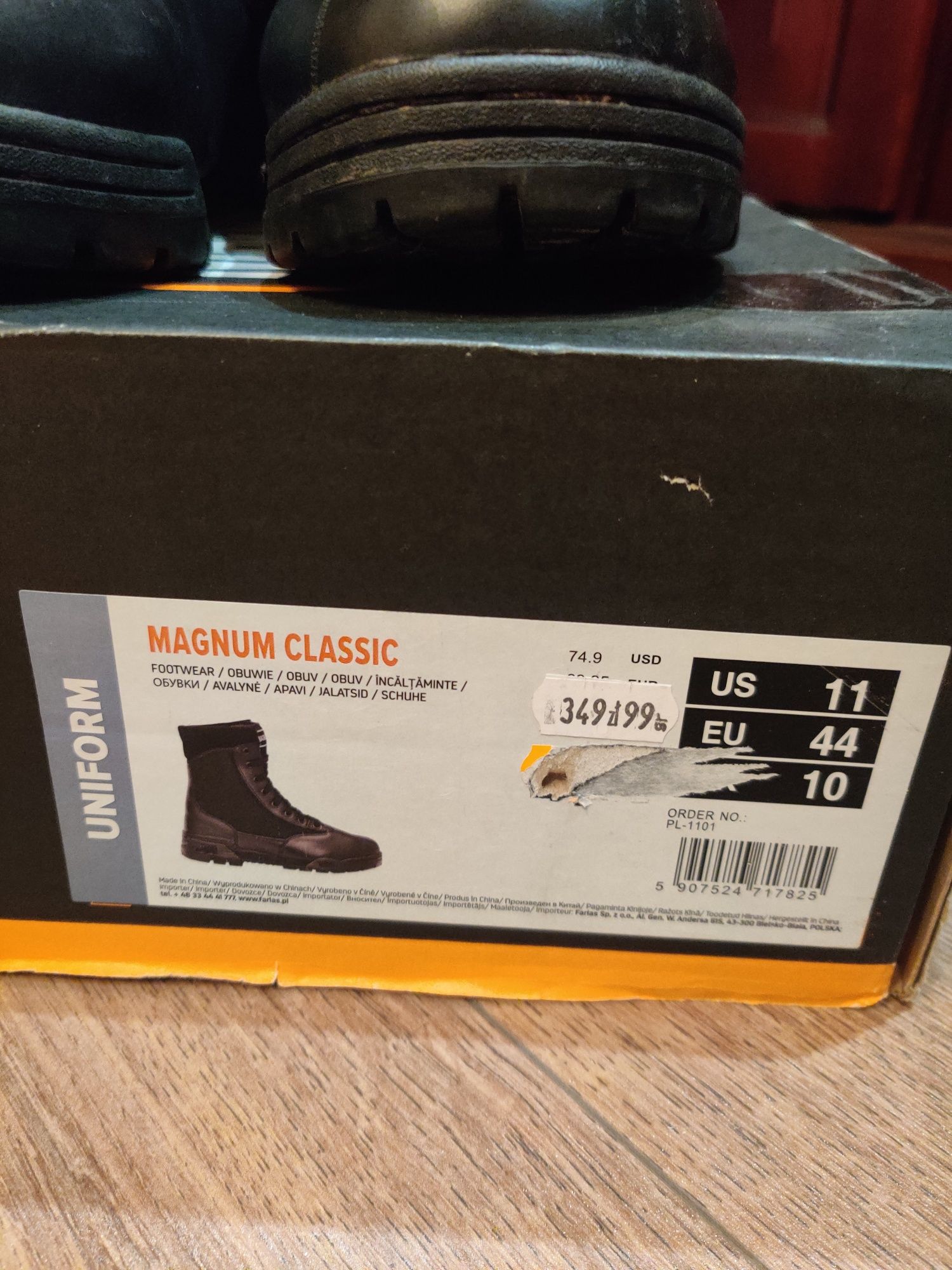 Тактичні черевики берці MAGNUM CLASSIC BLACK розмір 44