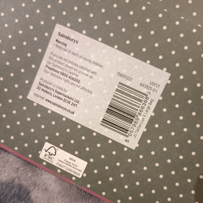 Torba na prezent krata 46x33x17 cm Boże Narodzenie Sylwester Nowy Rok