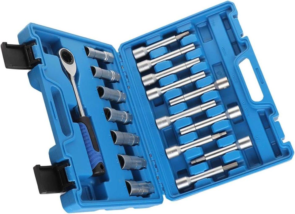 Zestaw nasadek do demontażu nakrętek amortyzatora 18 sztuk z pudełkiem