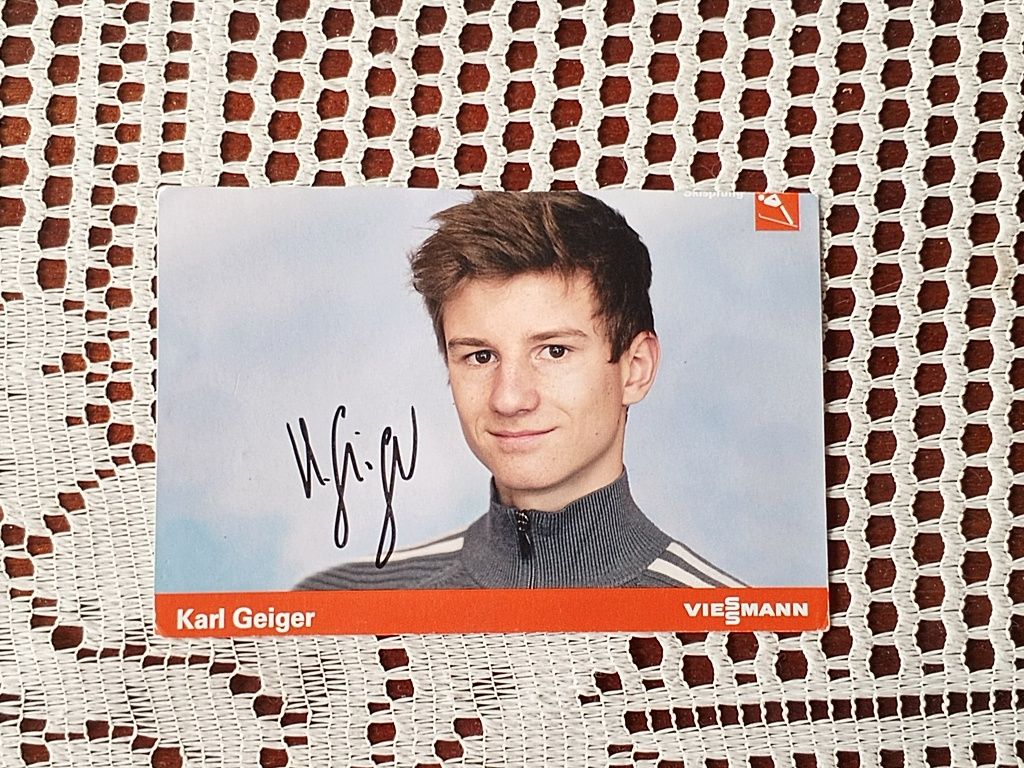 Karl Geiger Автограф Гірськолижний Трамплін Чемпіон Світу 2019 - 2021