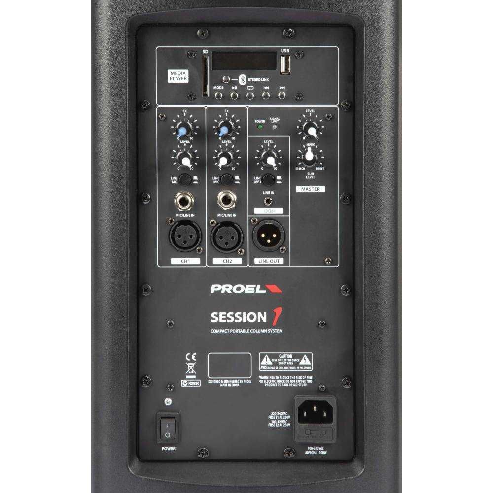 PROEL Session1 - Sistema amplificado 400W com mixer, MP3 e Bluetooth