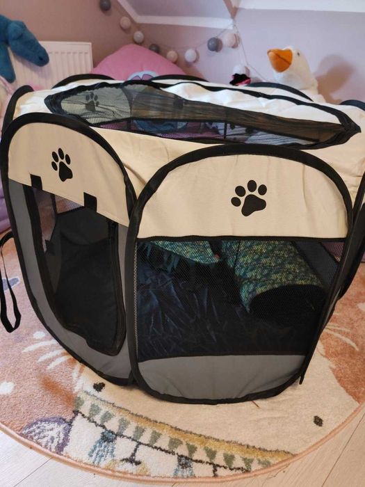 NOWY Kojec Dla Zwierząt Lekki Składany XXL Pies Kot Królik 74x74cm