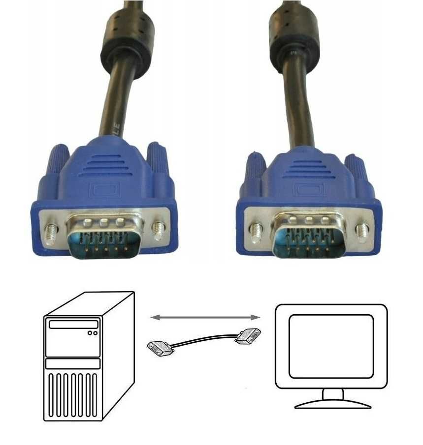 Kabel VGA Monitor PC D-SUB Full HD VGA SVGA 2m * Video-Play Wejherowo
