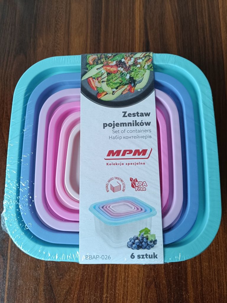 MPM Zestaw Komplet 6 szt pojemników plastikowych na żywność 
Funkcjona