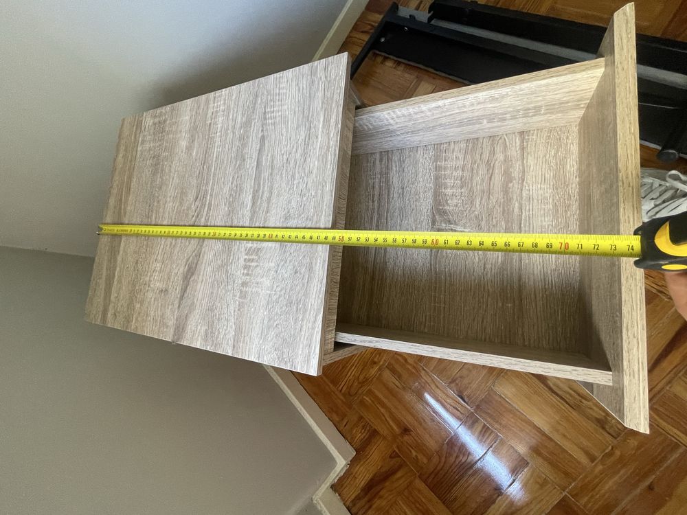 Mesa de cabeceira castanha 2 gavetas