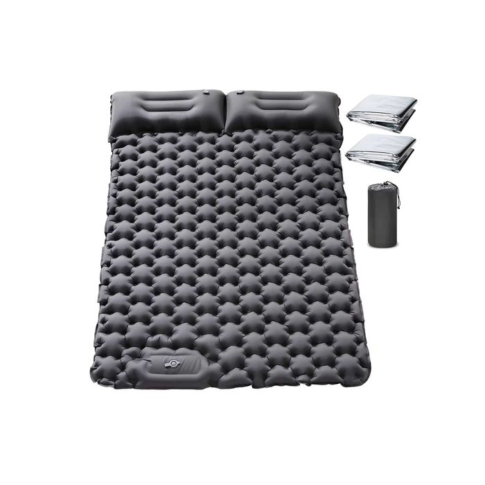 Podwójny miękki materac turystyczny dla 2 osób z wbudowaną pompką