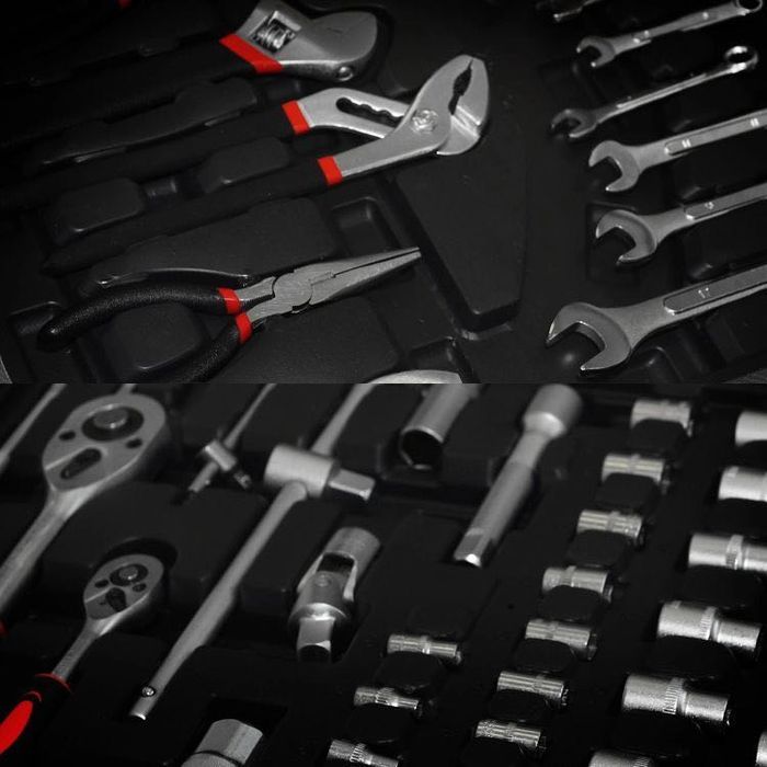 Nowe narzędzia 189 różnych elementów w walizce na kółkach Bauerkraft