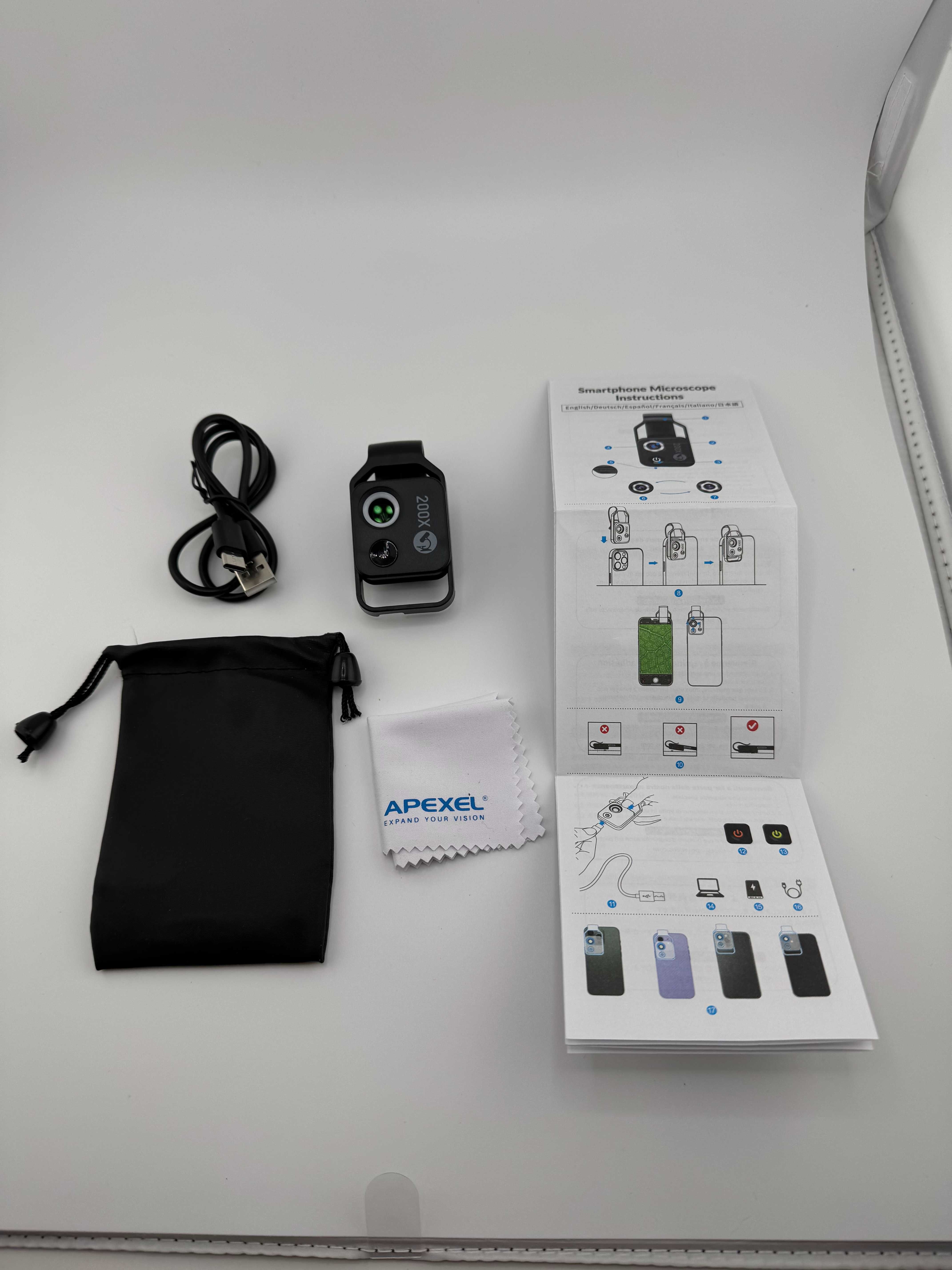 Obiektyw Do Smartfona Mikroskop Powiększenie 200x APEXEL APL-MS002