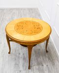 Drewniany STOLIK kawowy francuski LUDWIK piękny BLAT DĄB KLON Vintage