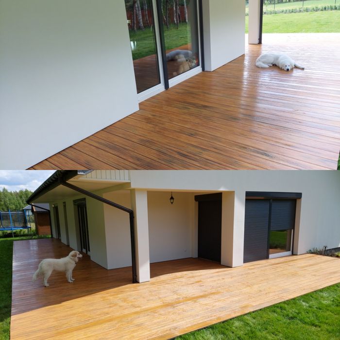 Taras / deski kompozytowe i drewno natur. /zadaszenie tarasu / balkony