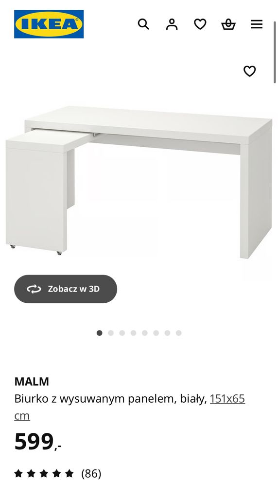 Biurko Ikea MALM   Stan bdb  Spakowane pod transport