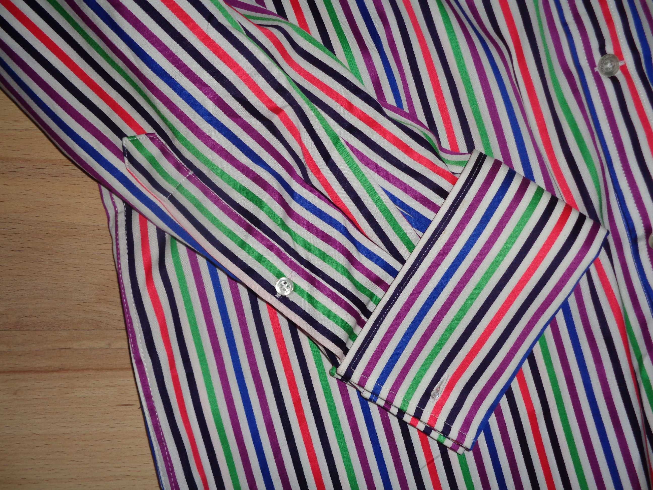 DUCHAMP LONDON nowa kolorowe paski koszula męska mankiety 42 cm XL