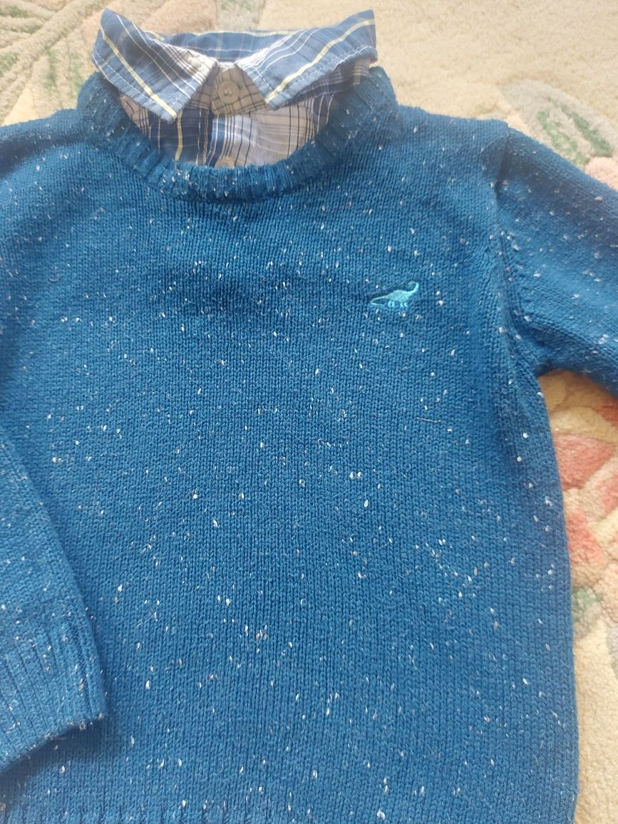 Светр з рубашкою-обманкою, свитер, 4-5 р., 110 см.