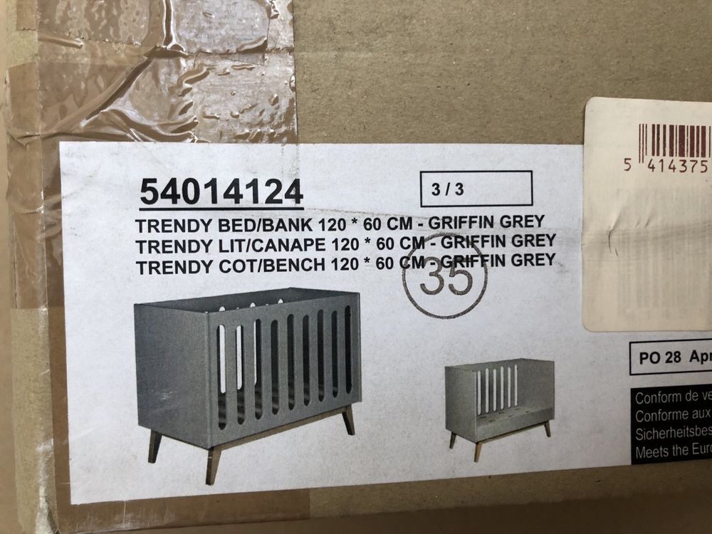 Łóżeczko dziecięce drewniane quax trendy bed 120x60 griffin grey