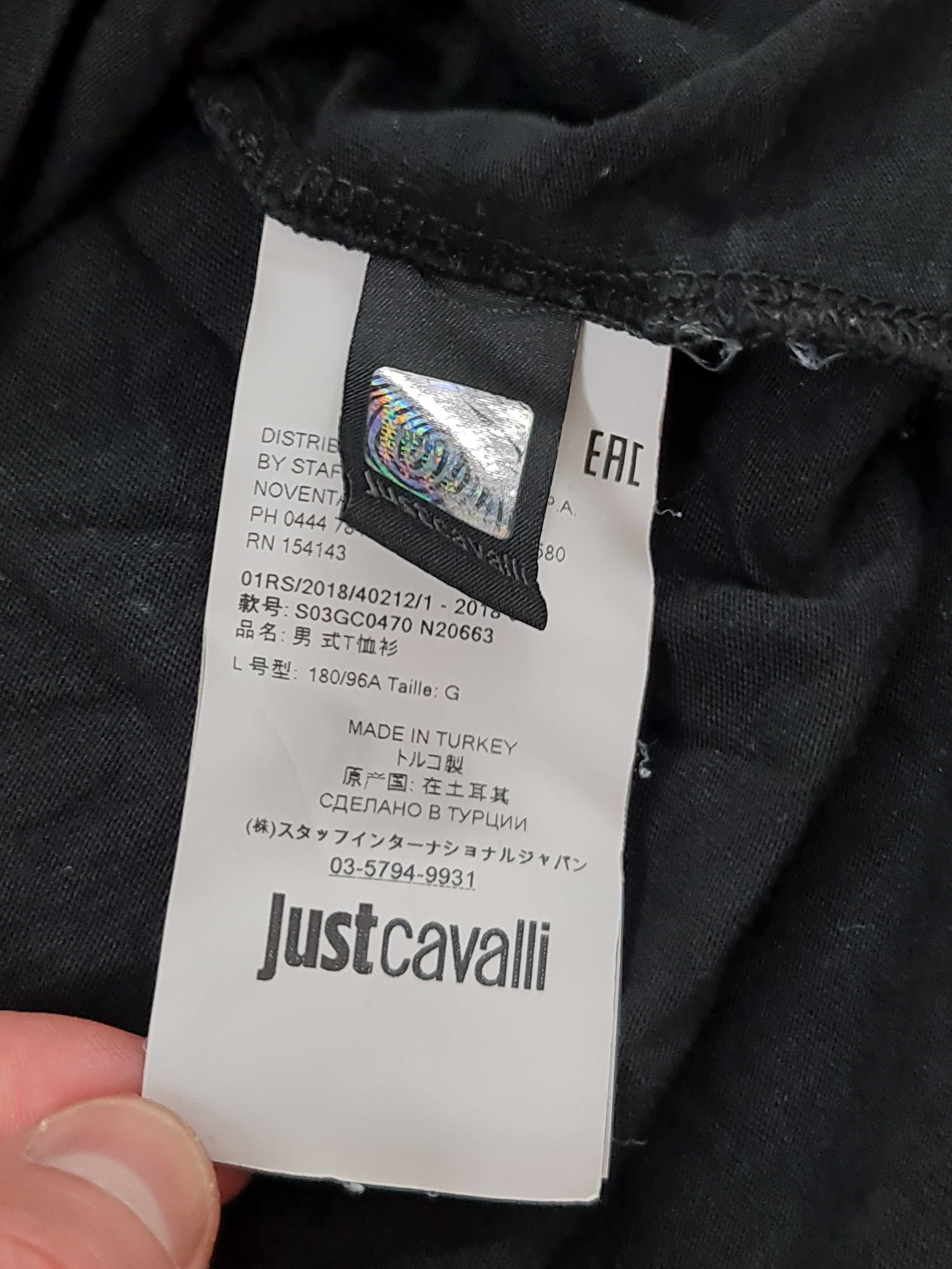 Koszulka T-shirt Just Cavalli logo Rozmiar L Czarna Oryginalna