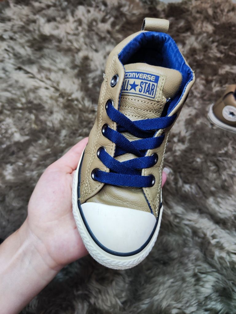 Шкіряні CONVERSE ALL STAR Beige Leather Mid Top Shoes 650072C 32 ориг