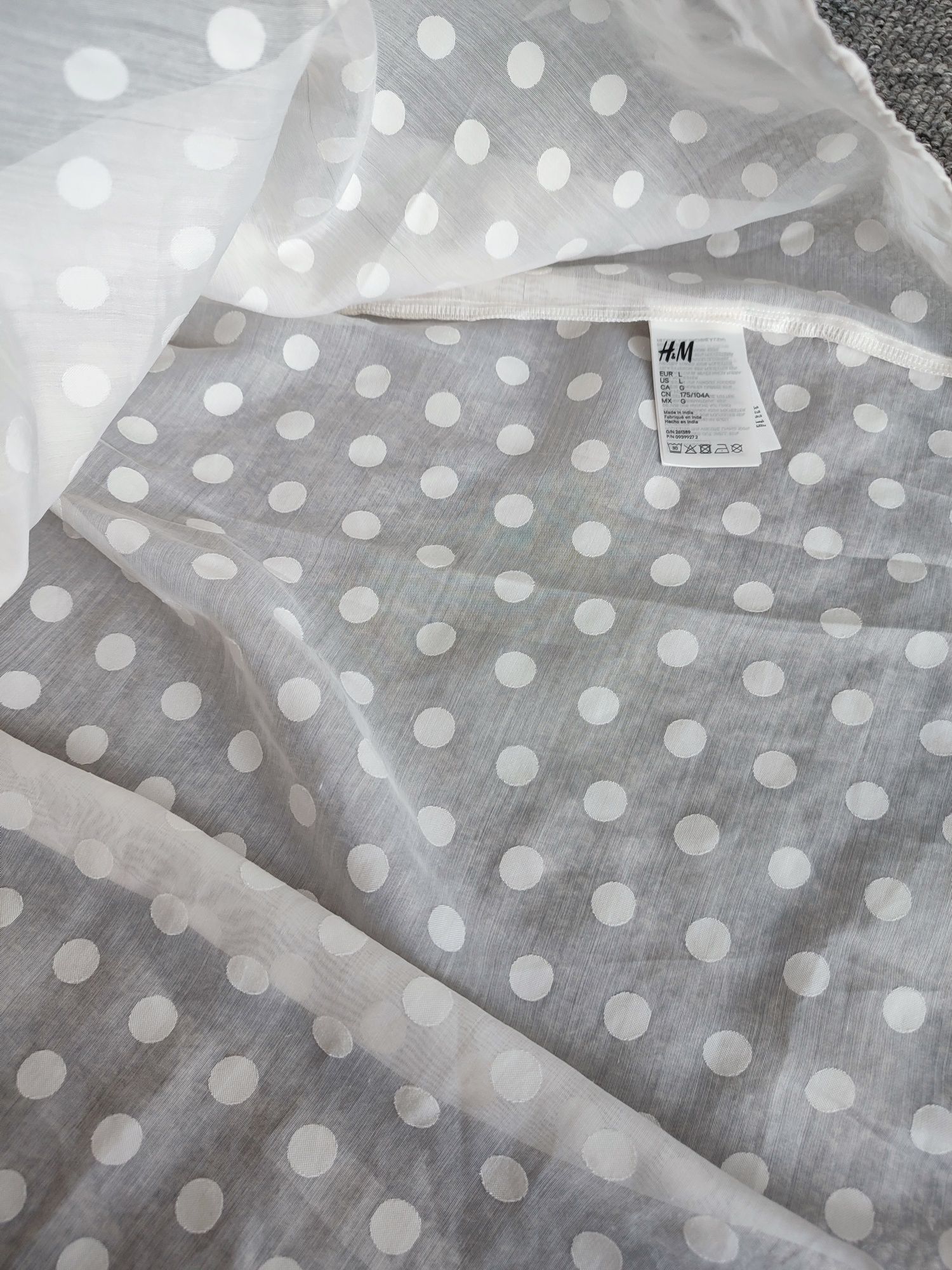 H&M sukienka mgiełka grochy bufki r. L oversize