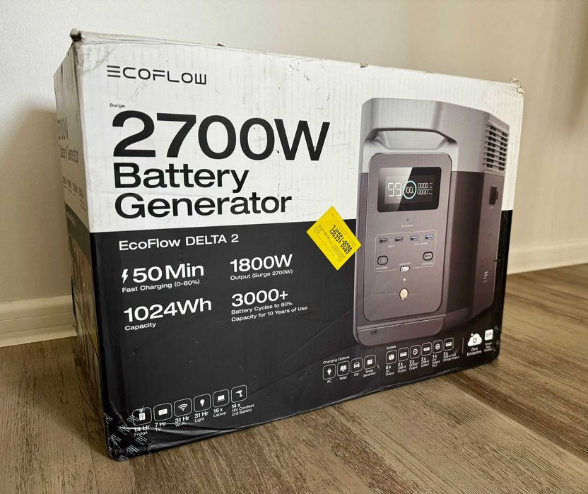 EcoFlow DELTA 2 - Зарядна станція 1024Wh LiFePO4, 1800W, USA, 110в.