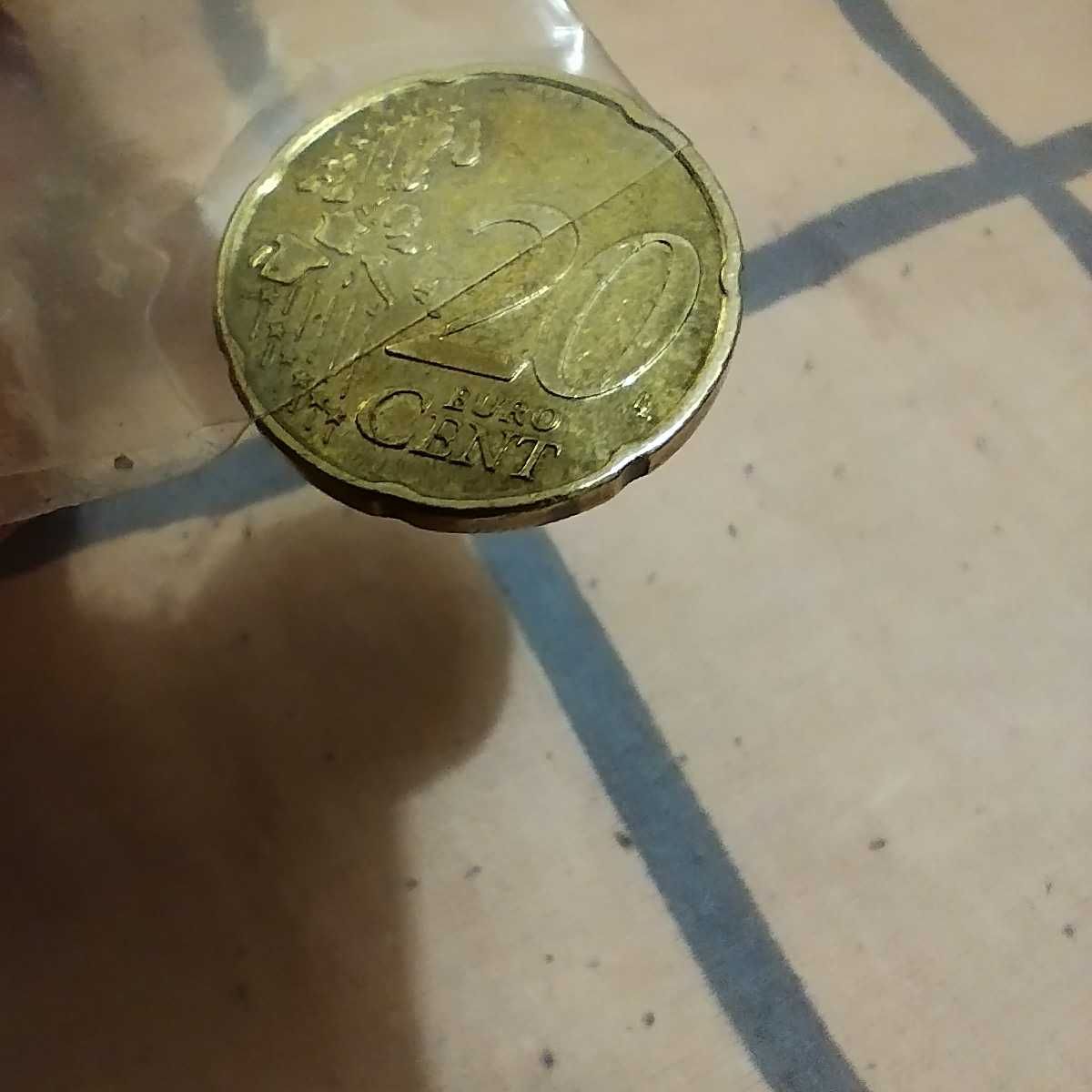 Moneta euro 20 centów z offsetowym wizerunkiem