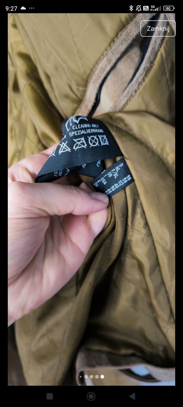 Beżowa brązowa skórzana kurtka katana vintage maxi camel oversizowa za