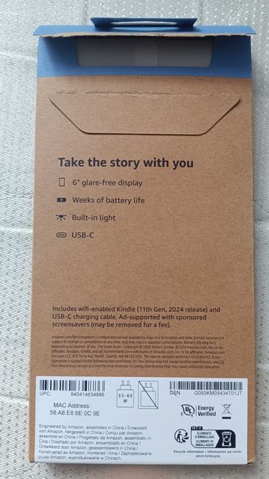 Amazon Kindle 11th, 2024 16GB Ad-free