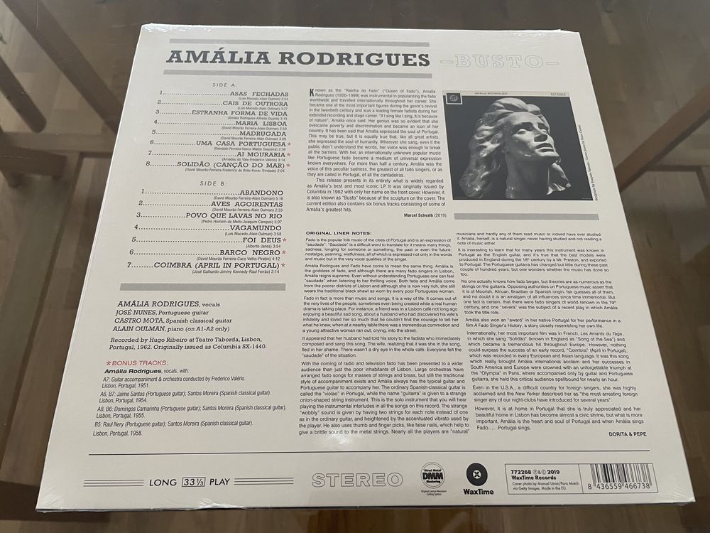 Carminho Portuguesa LP Vinil - Amália Rodrigues Busto LP Vinil