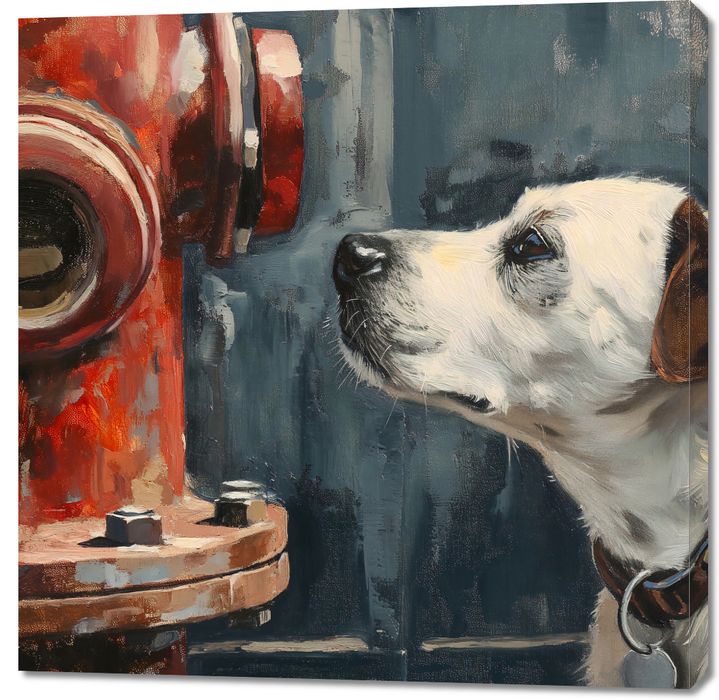 Obraz 100x100cm Kumpel przy Hydrancie