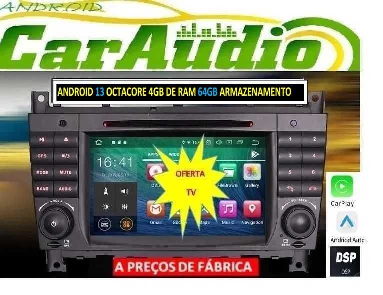 Auto-rádio 2 din android 13 64GB Mercedes CLK Clas W209 de 2005 a 211