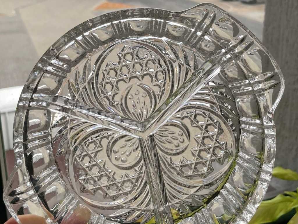 Kryształ SZKŁO PRL talerz trójdzielny kryształy vintage retro starocie