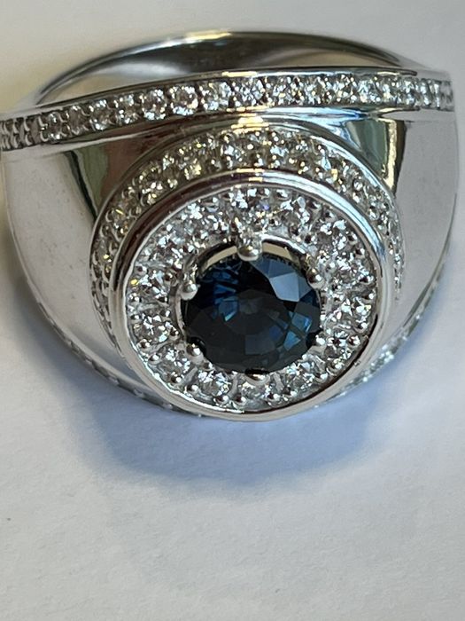 Сапфир 1.7 ct бриллианты 1.89 ct перстень. 20.4 грамм