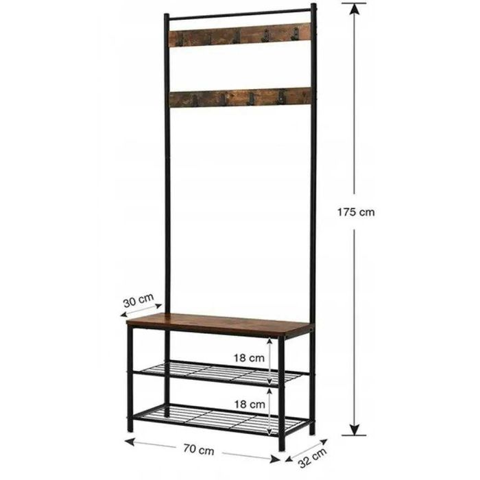 Вешалка Лофт напольная в прихожую для одежды с полками для обуви