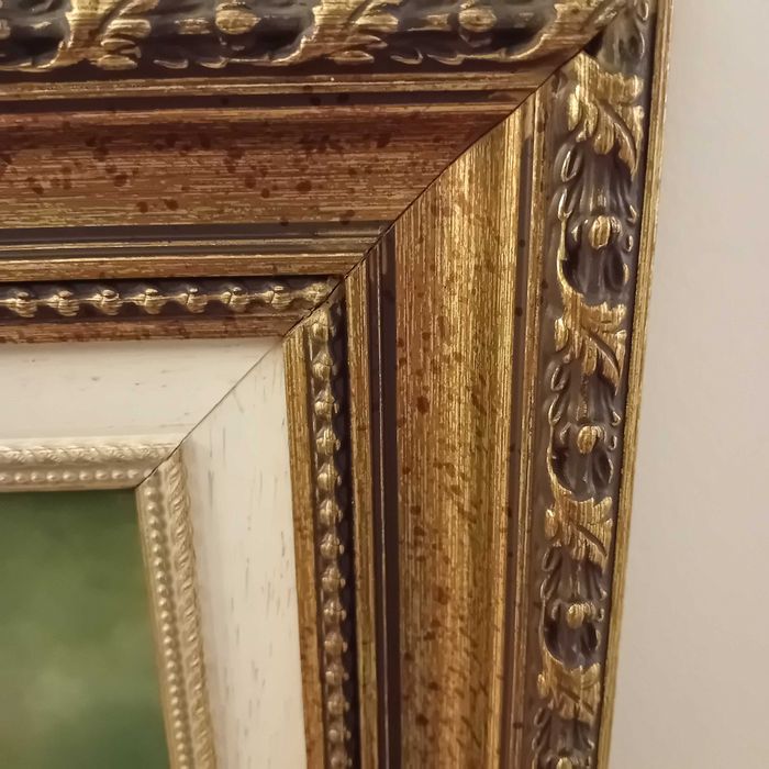 Quadro com pintura a óleo com natureza-morta de flores em esmalte